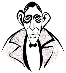 Wystan Hugh Auden - caricature en noir et blanc